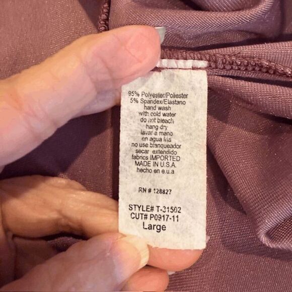 Tres Bien Velour On/Off Shoulder Blouse Wine Color Ruffle Elastic Top Size Large - Picture 5 of 8